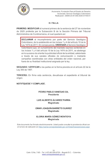 Se ordenó a la entidad