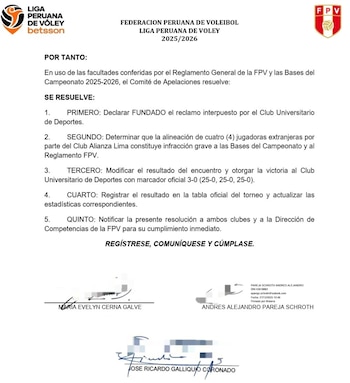 Resolución de la FPV y