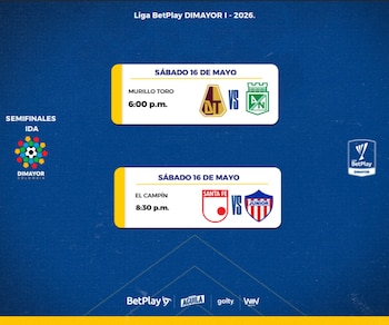 Los partidos de ida del fútbol colombiano se jugarán el sábado 16 de mayo de 2026-crédito Dimayor