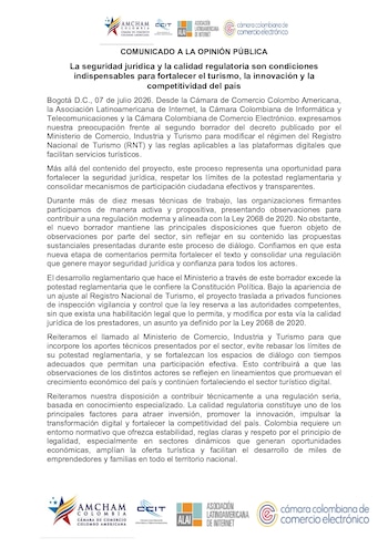 El turismo, la innovación y la competitividad del país pueden fortalecerse con seguridad jurídica - crédito AmCham Colombia