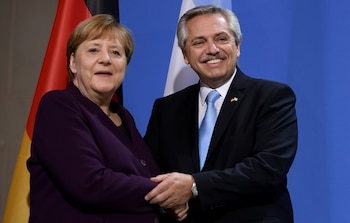 Alberto Fernández y Angela Merkel