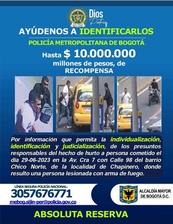 Cartel con la recompensa de