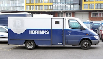 Armored car of The Brink’s Company, a security and protection company.