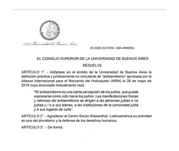 La resolución de la institución