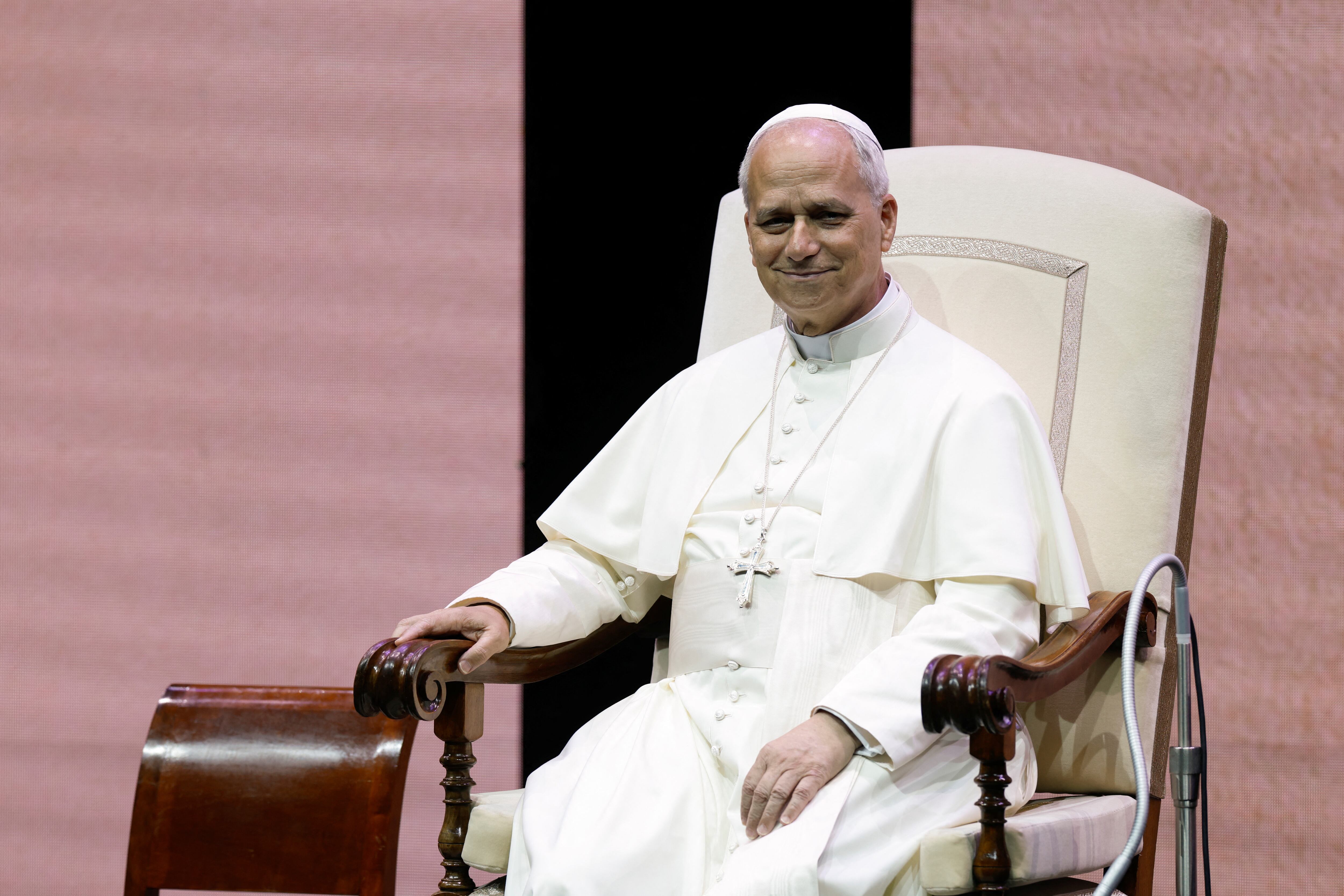 Pope Leo XIV looks on during a meeting promoted by the Dicastery for the Clergy in Rome, Italy, June 26, 2025. REUTERS/Remo Casilli