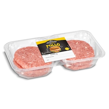 Seis hamburguesas de pollo distribuidas