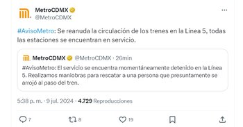 Restablecen servicio en la Línea
