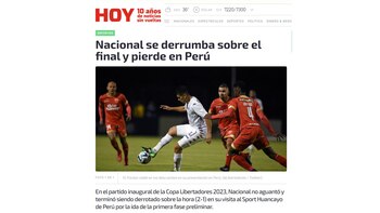 Titular y bajada de HOY sobre la victoria de Sport Huancayo ante Nacional de Paraguay.