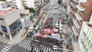 La columna de manifestantes en