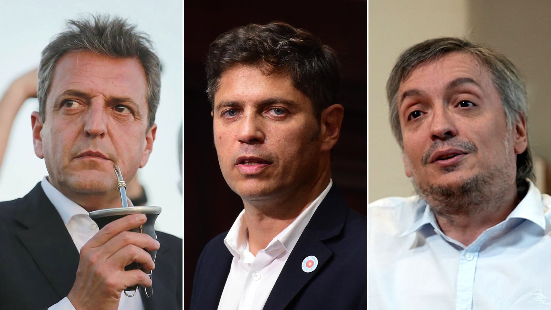 Sergio Massa, Axel Kicillof y Máximo Kirchner