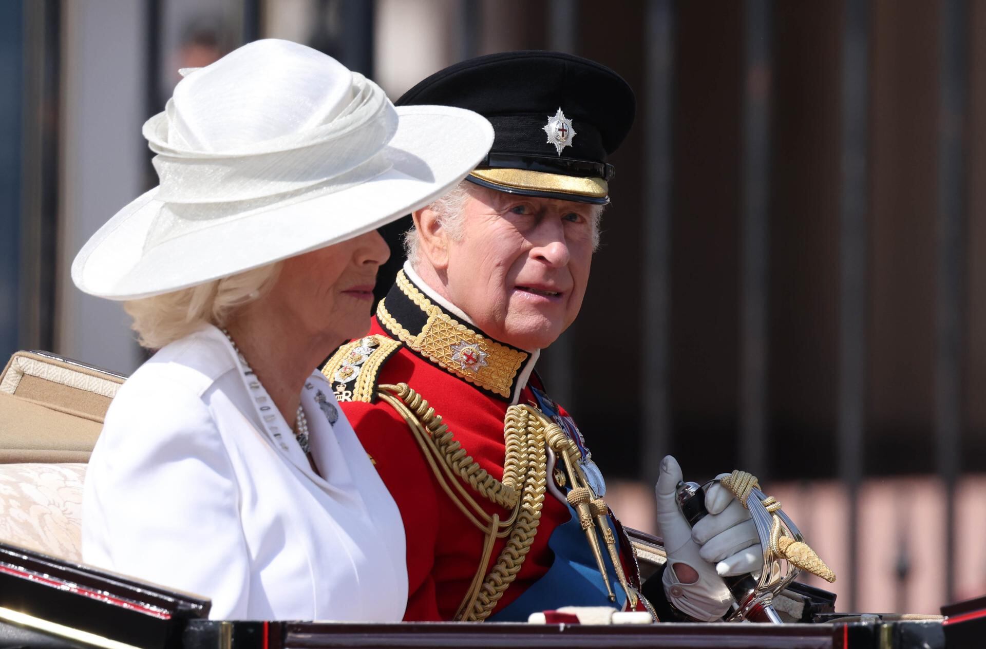 La reina Camila y el rey Carlos III en el Trooping the colour 2025 (EFE/EPA/NEIL HALL)