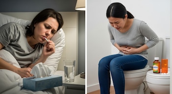 Dos mujeres experimentando síntomas comunes