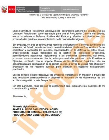 Resolución que desactiva la Unidad