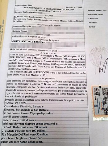 El testamento de Silvio Berlusconi