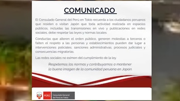 Comunicado del Consulado Peruano.