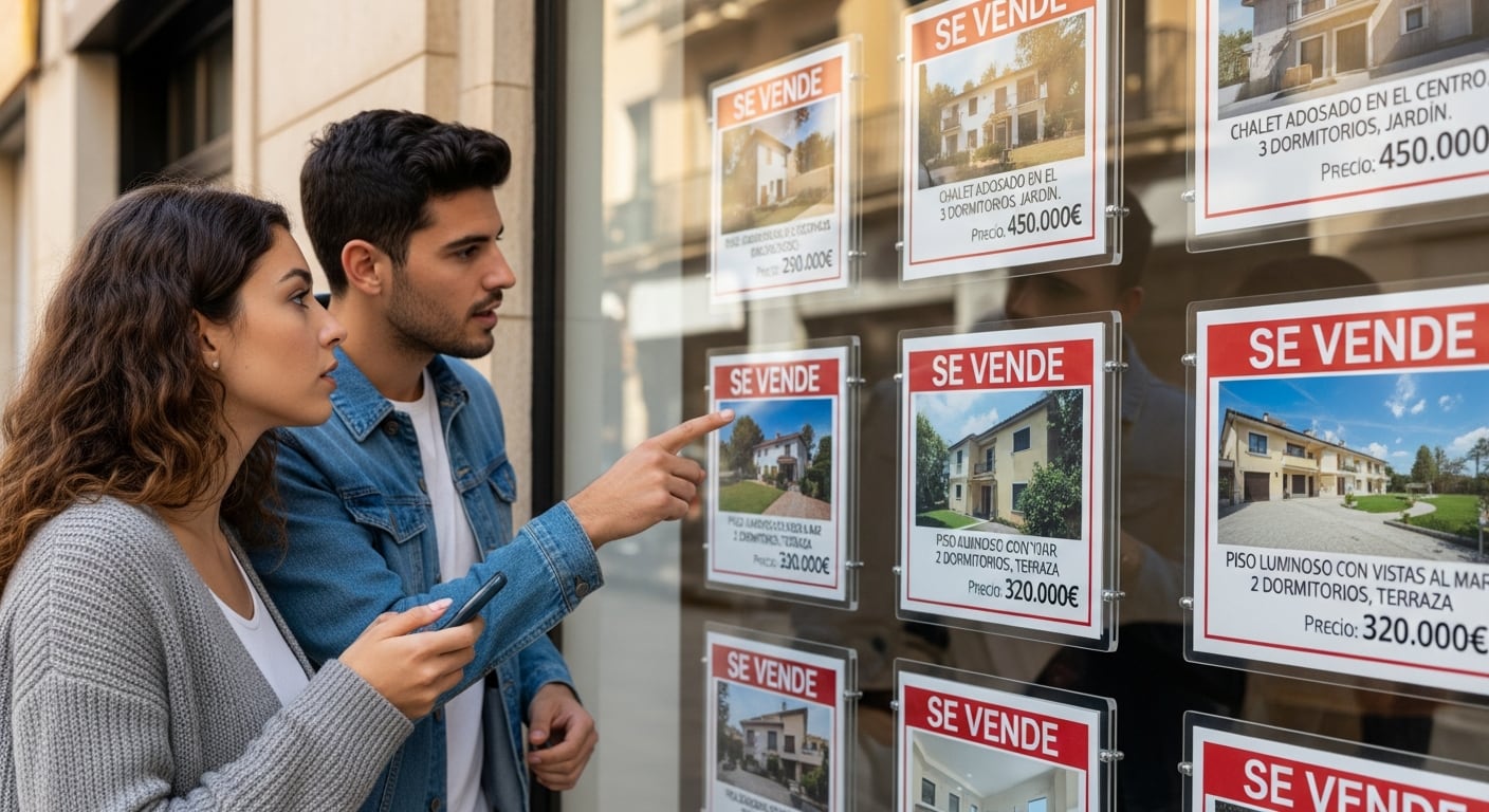 Una pareja mira los anuncios de viviendas en venta. (Imagen Ilustrativa Infobae)