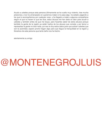 Parte del correo que habría sido enviado a la Sedena en 2021. (X/@montenegrojluis)