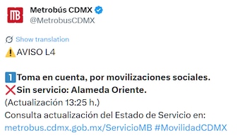 Avance en tiempo real de las diversas líneas de la red de transporte público capitalino.