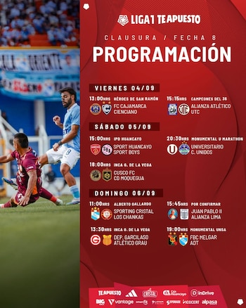 Programación de la fecha 8 del Torneo Clausura de la Liga 1 2026. - créditos: Liga 1