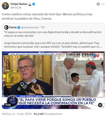 La publicación de Felipe Núñez contra el arzobispo Jorge García Cuerva
