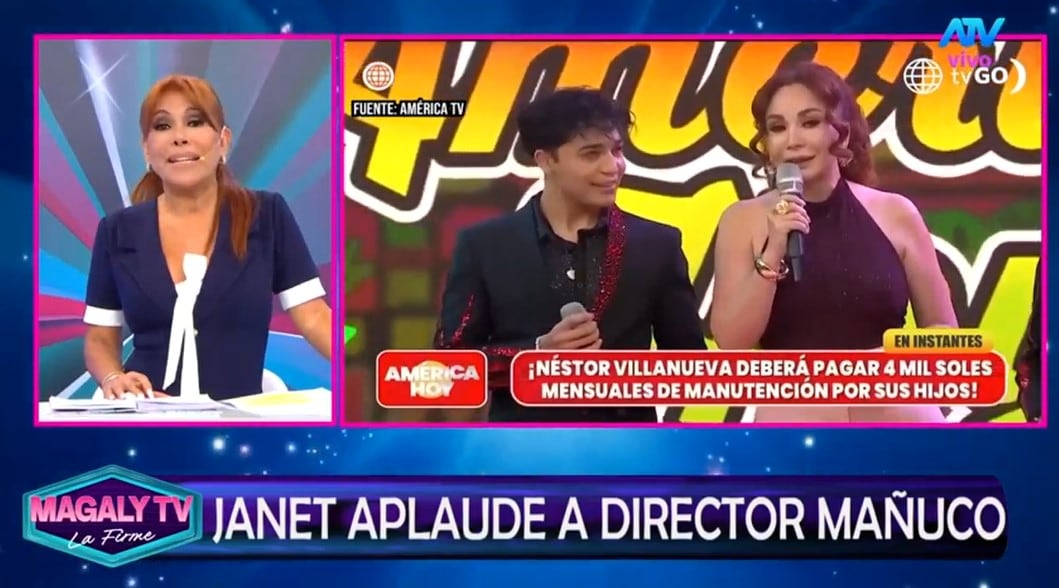 La conductora Magaly Medina comenta en su programa un segmento televisivo emitido con la presentación de Janet Barboza.
