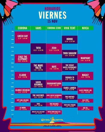 Horario oficial viernes.