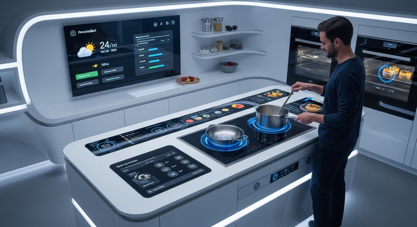 La integración de sistemas multimedia en la cocina inteligente posibilita controlar música, iluminación y ambiente desde la encimera con un solo toque. (Imagen Ilustrativa Infobae)