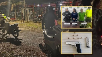 Las dos personas capturadas en el municipio de Alcalá, Valle del Cauca, sería integrantes de 'Los Flacos', organización que está en guerra con la 'Nueva Generación' - crédito @Horadelaverdad/X / Policía Nacional / Dijín