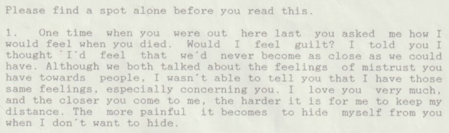 Un fragmento de la carta de Andrea Robin Skinner a Alice Munro