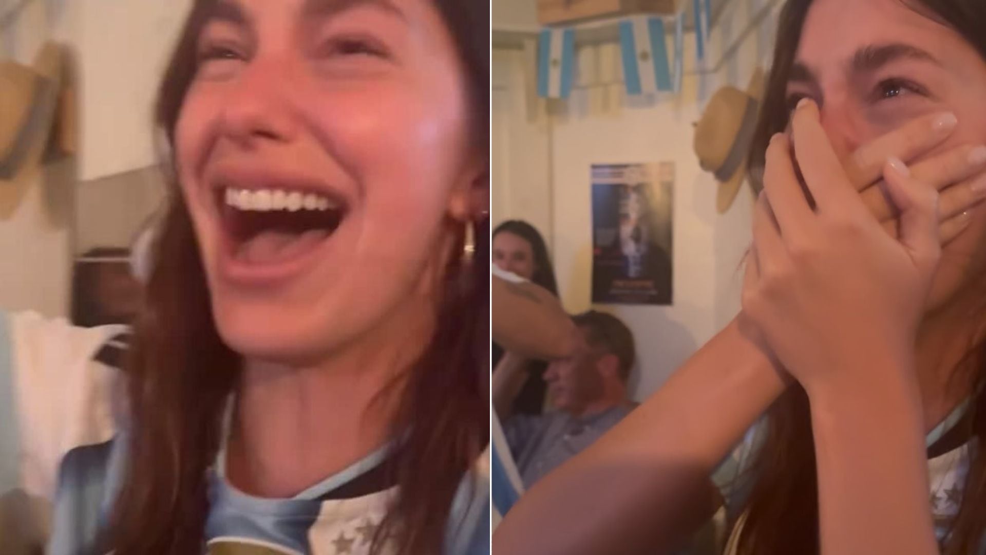 Entre lágrimas, cánticos y saltos, Camila Morrone festejó la victoria de la Selección Argentina: “¡No lo puedo creer!"