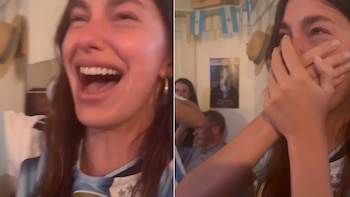 Entre lágrimas, cánticos y saltos, Camila Morrone festejó la victoria de la Selección Argentina: “¡No lo puedo creer!"