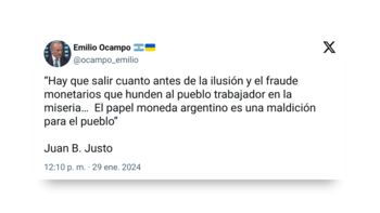 Posteo de Emilio Ocampo en