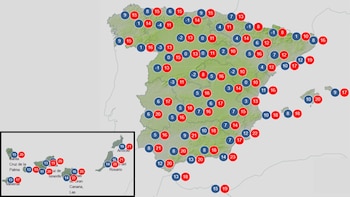 Predicción de las temperaturas para el próximo domingo, 12 de abril de 2025. (Aemet)
