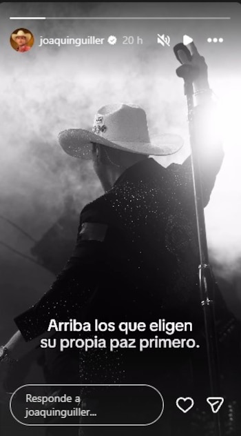 Guiller compartió horas después una fotografía en concierto con una frase sobre la prioridad de la paz personal - crédito @joaquinguiller/Instagram