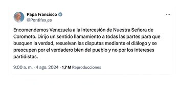 Con este mensaje, el papa