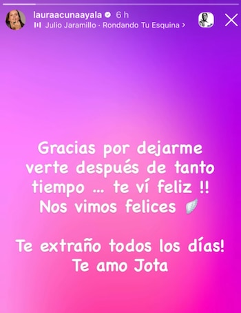 Laura Acuña dedicó un mensaje a Jota Mario Valencia que despertó reacciones entre sus seguidores - crédito @lauraacunaayala/ Instagram