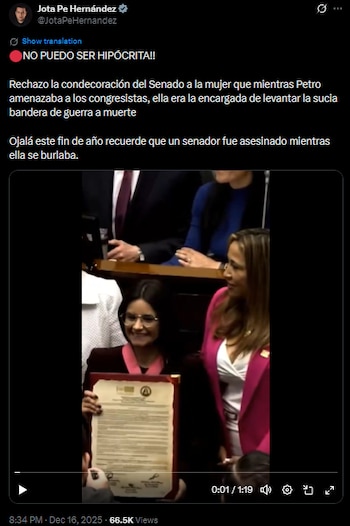 Jota Pe Hernández cuestiona homenaje