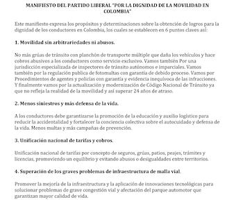 El manifiesto urge mejorar la