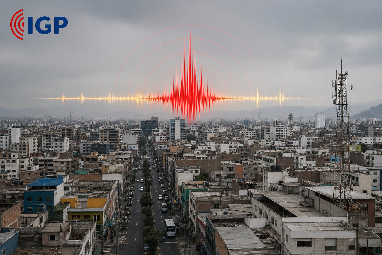 Una representación gráfica del Instituto Geofísico del Perú ilustra el monitoreo de movimientos sísmicos en zonas urbanas. (Imagen Ilustrativa Infobae)