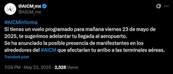 Foto: X: @AICM_mx