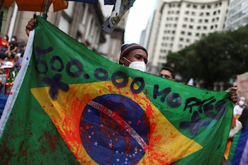 Un manifestante en Río de