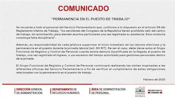 Comunicado del Congreso a sus