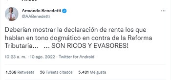 El senador criticó a los