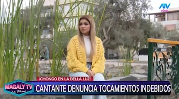 Naldy Saldaña, excantante de La Bella Luz acusa a director musical de besarla a la fuerza: caso ya está en Fiscalía. Captura: Magaly TV La Firme.