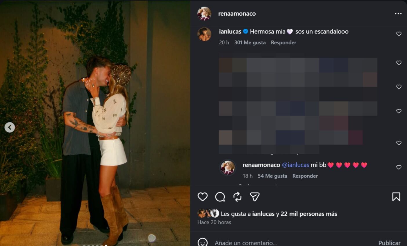 El ida y vuelta de Ian con su novia en los comentarios (Instagram)