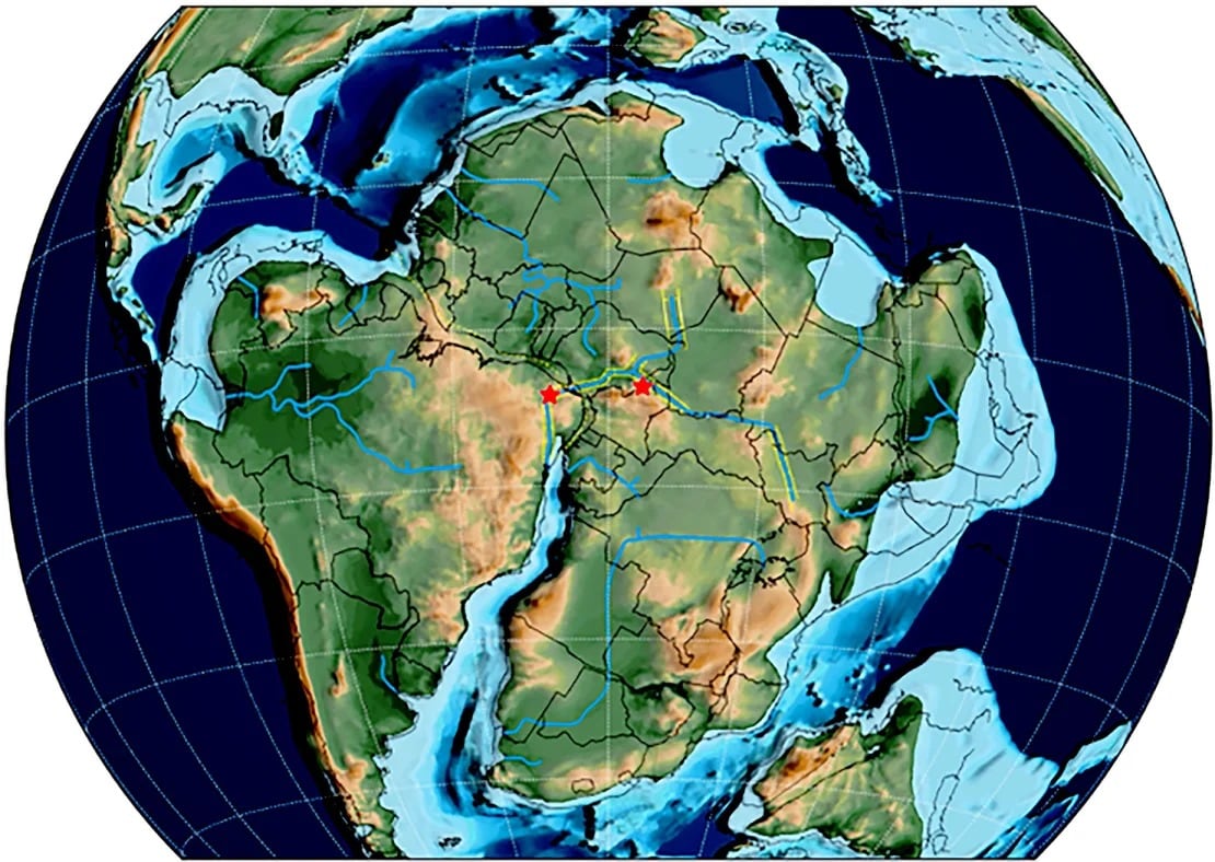 Gondwana se formó hace entre 550 y 500 millones de años e incluía África, Antártida, Australia, India y Sudamérica. (Universidad Metodista del Sur)
