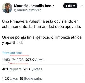 El docente defendió a Palestina,