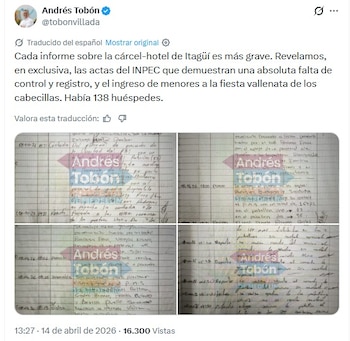 La ausencia de documentación sobre la entrada de músicos, equipo y visitantes durante la celebración en la cárcel plantea dudas sobre los controles internos y la transparencia en la administración de la penitenciaría - crédito cpatura de pantalla / @tobonvillada