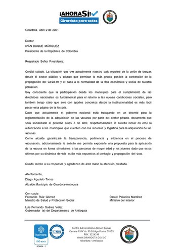 Diego Agudelo, alcalde del municipio