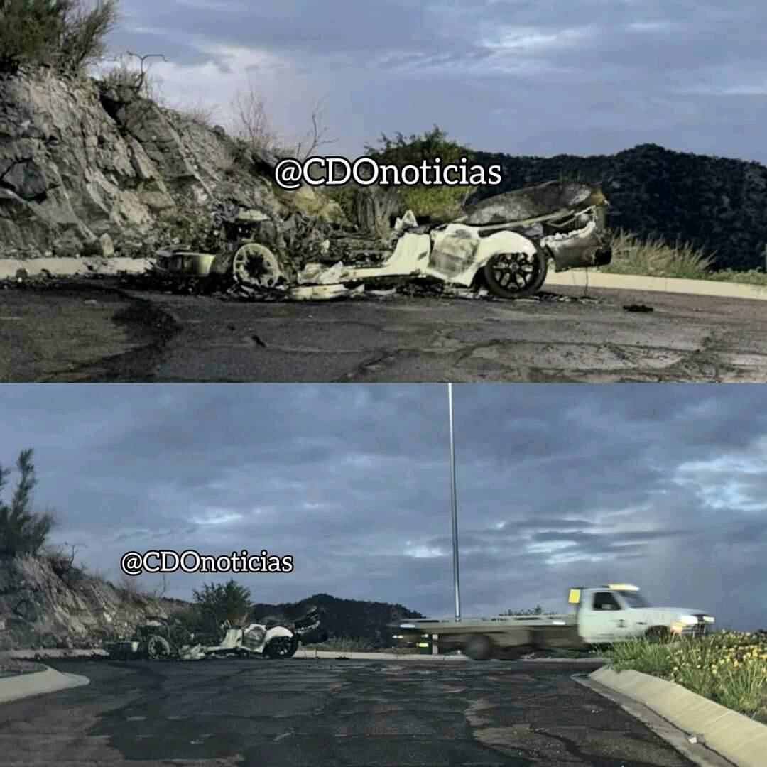 Imágenes donde supuestamente se muestra la camioneta del cantante en llamas. (Facebook: Isaías Higuera)